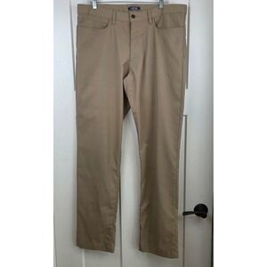 Lands End Mens 36x34 Traditional Fit Khaki Tan 5 Pocket Polyester Pants RN62830